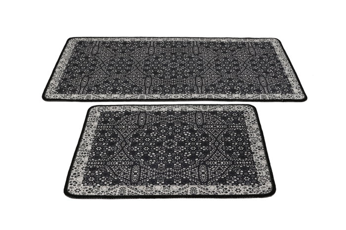 Mijölnir Paisley Djt Juego de alfombras de baño Negro, Antracita, Blanco Mijölnir Paisley Djt Juego de alfombras de baño Negro, Antracita, Blanco